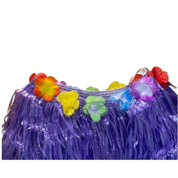 Pair of Adult Costume Plastic flower decorated Hula Skirts w/velcro- 2 Colors, - Picture 11 of 13